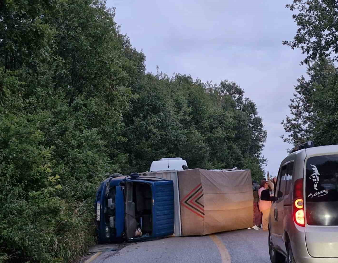 Kontrolden çıkan kamyonet yan yattı: 8 yaralı