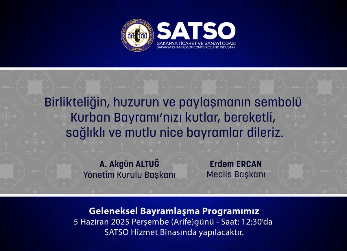SATSO Geleneksel Bayramlaşma Töreni 5 Haziran Perşembe Günü Gerçekleştirilecek
